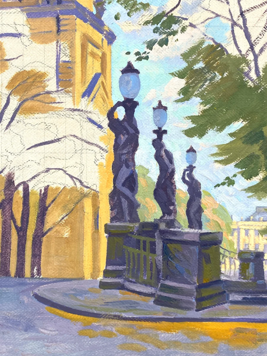 Ölgemälde von der Garnisonkirche in Potsdam auf Leinwand, unvollendet – Bild 6