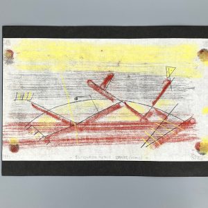 Feinsinnige Monotypie "Blitzkrieg in der Sphäre (Hemis)" mit unleserlicher Signatur, 1993