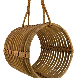 Hängender Zeitungsständer aus Rattan, geflochten, vintage