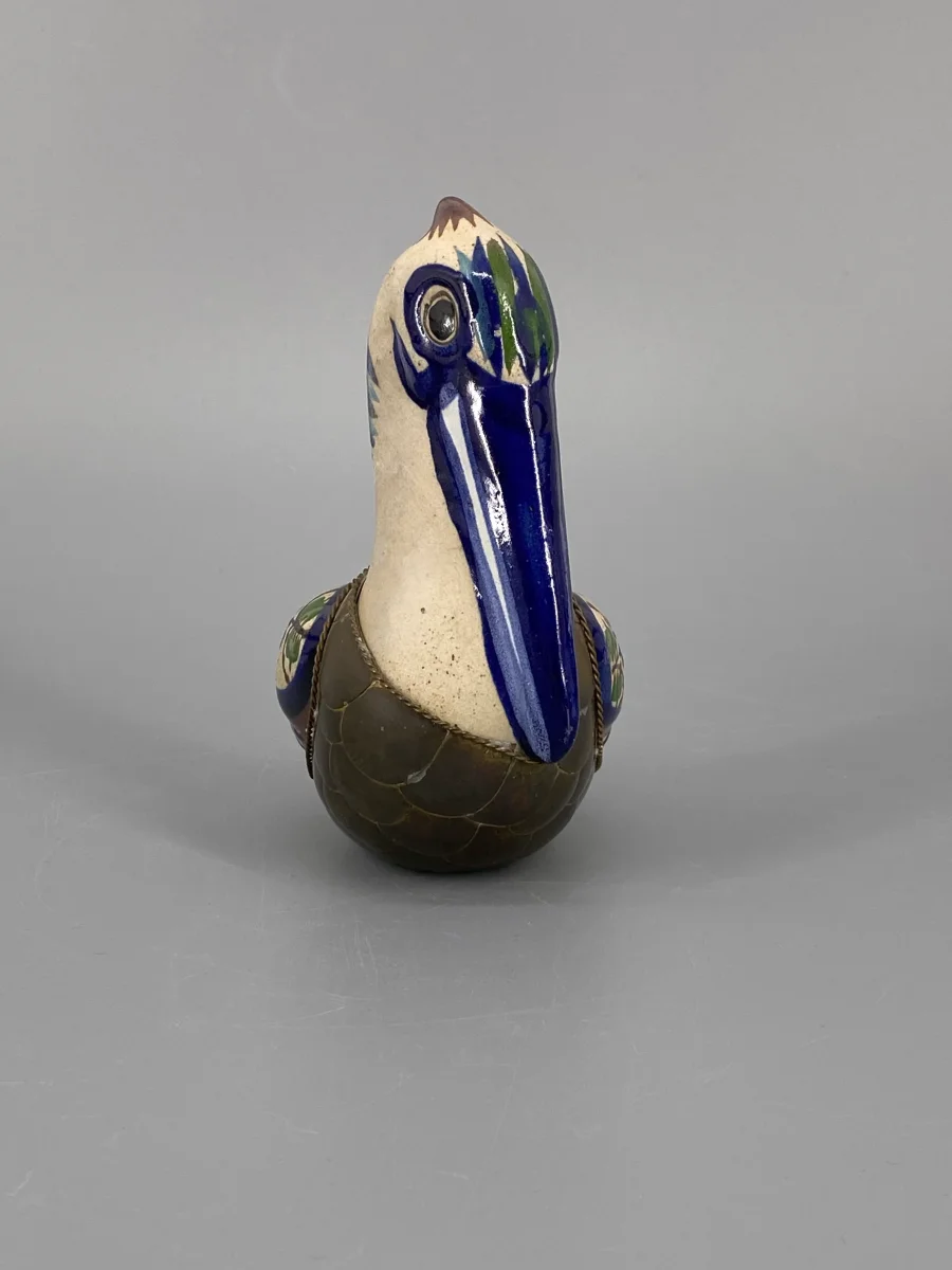 Pelikan Figur aus Keramik und Messing, Mexiko – Bild 6
