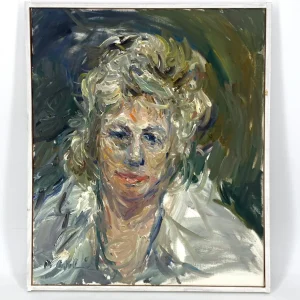 Ölgemälde "Porträt von Katharina Kurz" von Roland Ladwig auf Leinwand, 1990