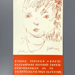 Ausstellungsplakat zur Ausstellung von Myriam Pletner, Berlin 1972, handsigniert von der Künstlerin