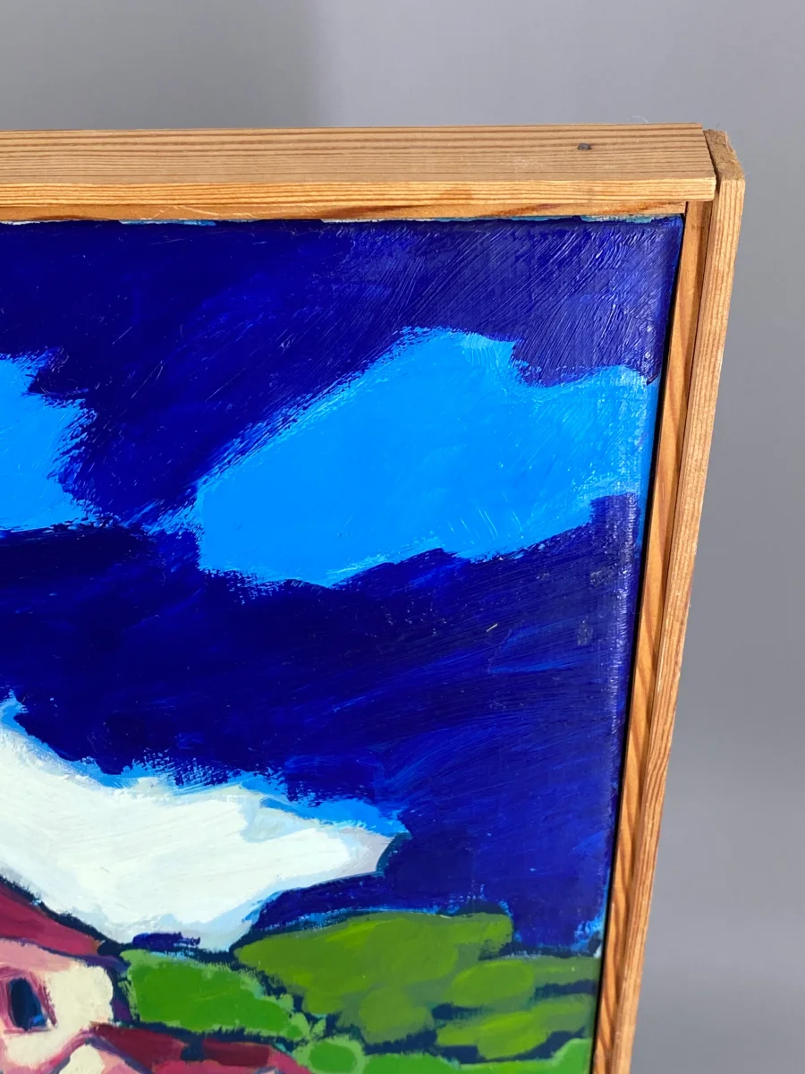 Expressives und farbenfrohes Acrylgemälde "Kirche (Weserbergland)" von Dieter Tyspe (1937–1994), 1987 – Bild 8
