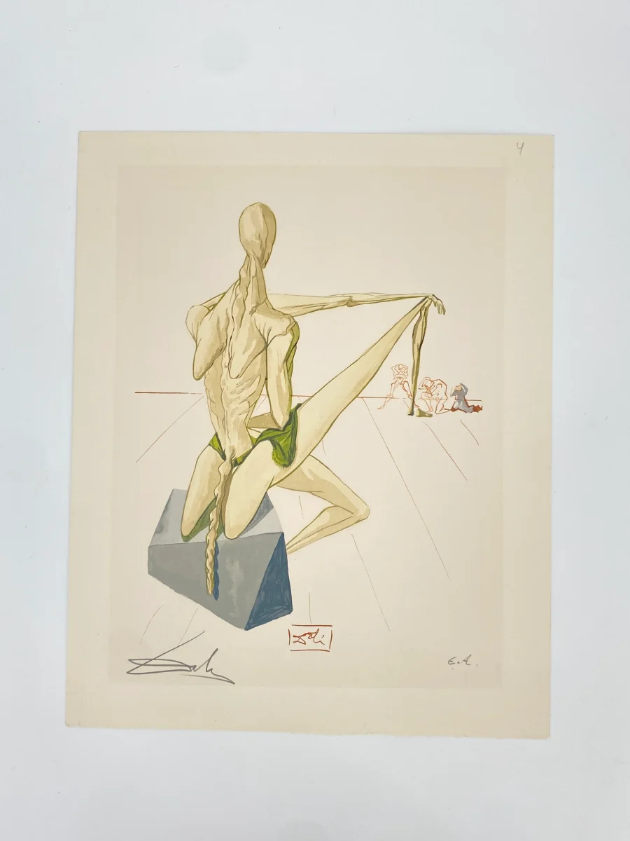 Holzschnitt "Minos Totenrichter" von Salvador Dali ein Original mit Signatur, 1960er – Bild 4