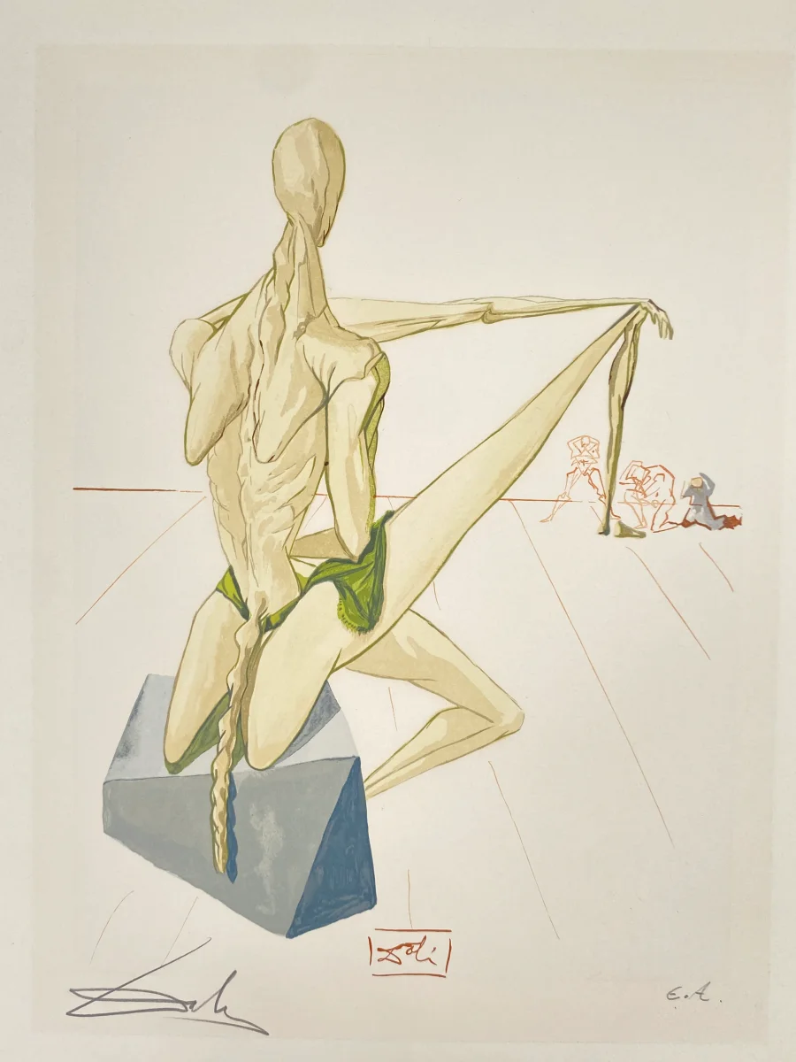 Holzschnitt "Minos Totenrichter" von Salvador Dali ein Original mit Signatur, 1960er – Bild 2