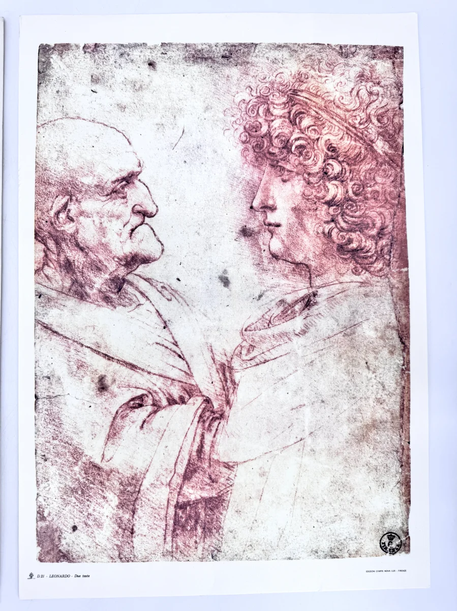 3x Grafik Leonardo Da Vinci, Teste Grotesche, Duo Teste. Editiono D'Arte Nova Lux – Bild 5