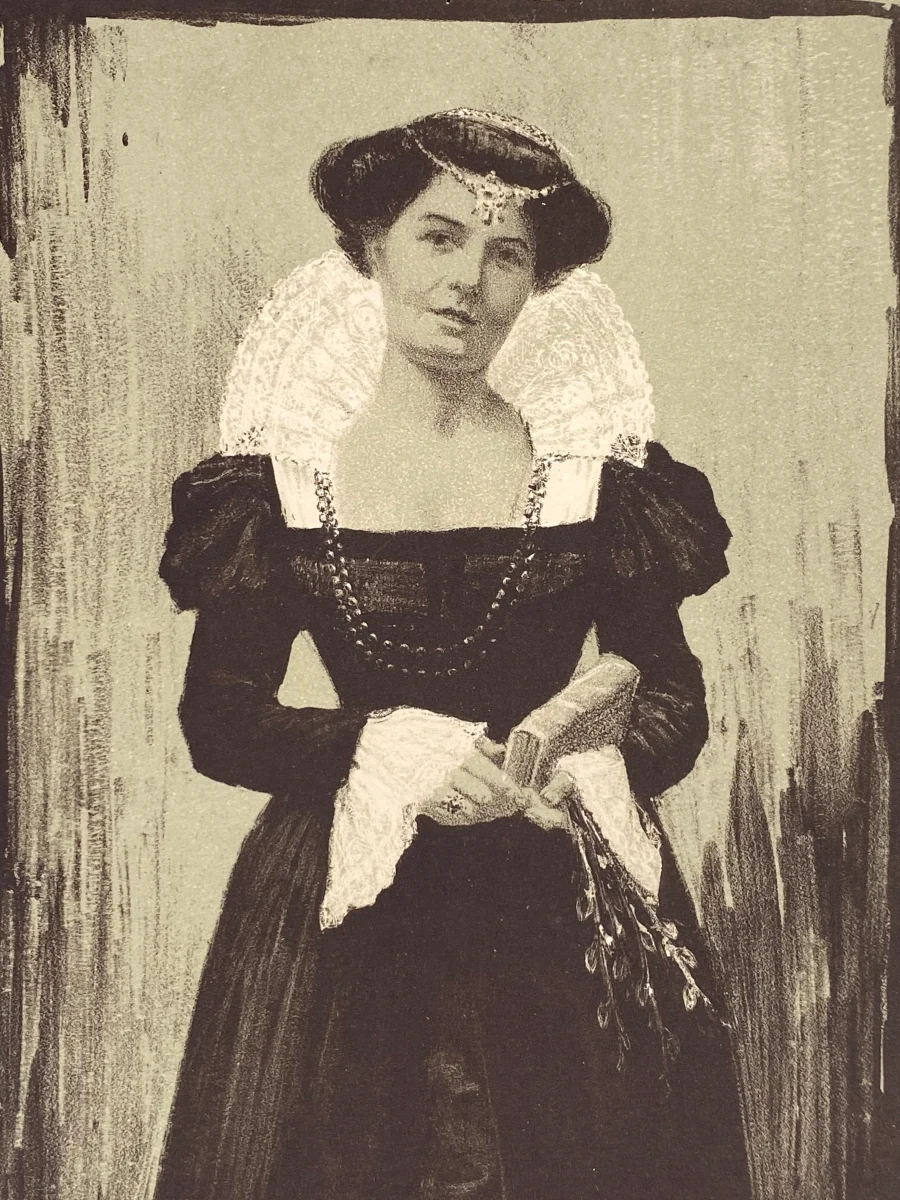 Signierte Lithografie "Frauenporträt" von Bruno Héroux (1868–1944), um 1900 – Bild 4