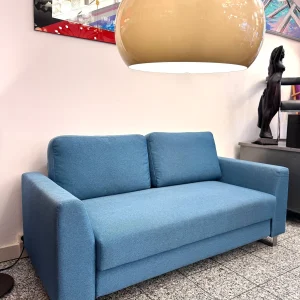 Modernes Schlafsofa / Couch in Rauchblau-Petrol meliert mit Gästebett