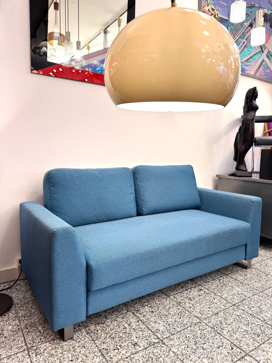 Modernes Schlafsofa / Couch in Rauchblau-Petrol meliert mit Gästebett – Bild 2