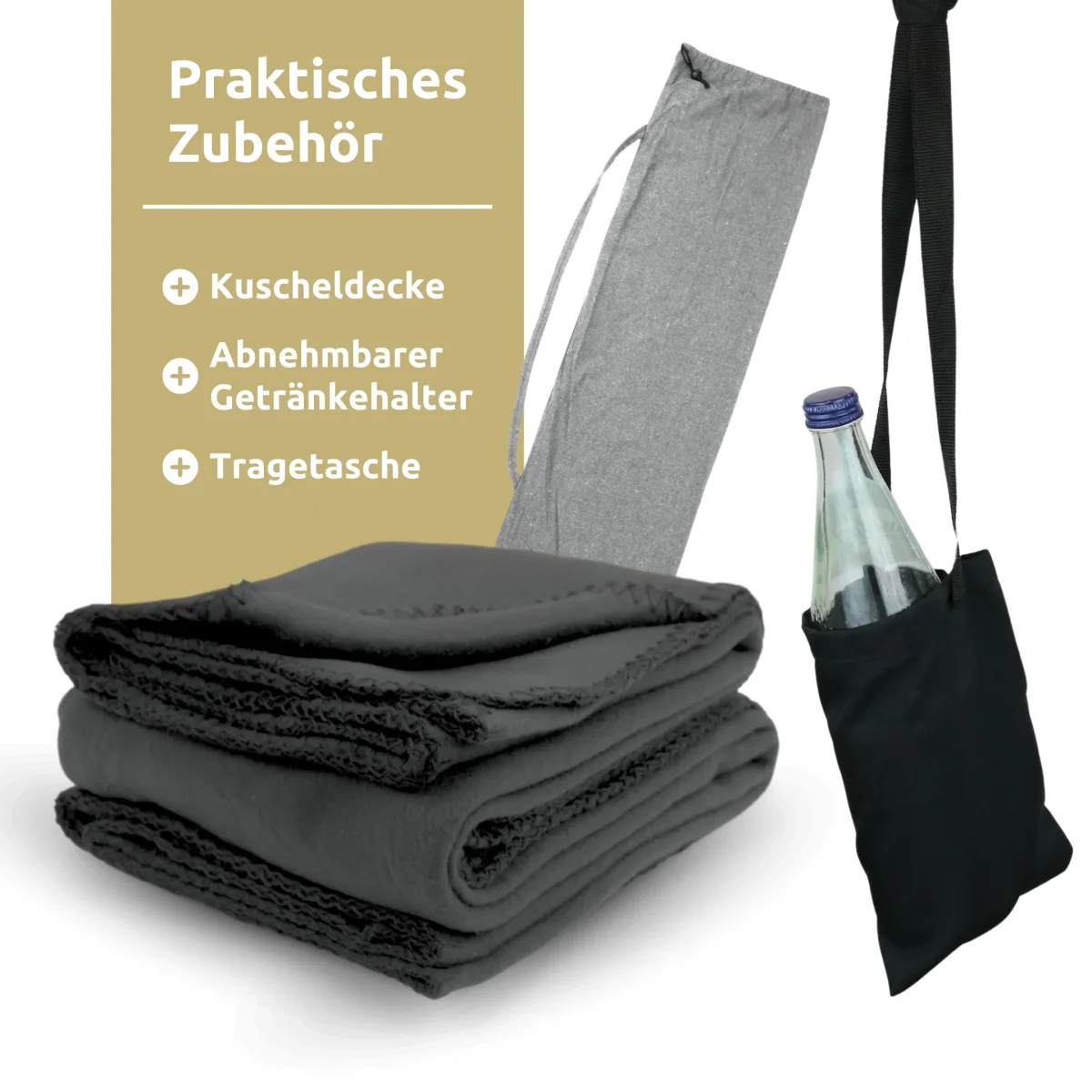 Hängesessel mit 2 Kissen, Bücherfach und Kuscheldecke – Bild 9