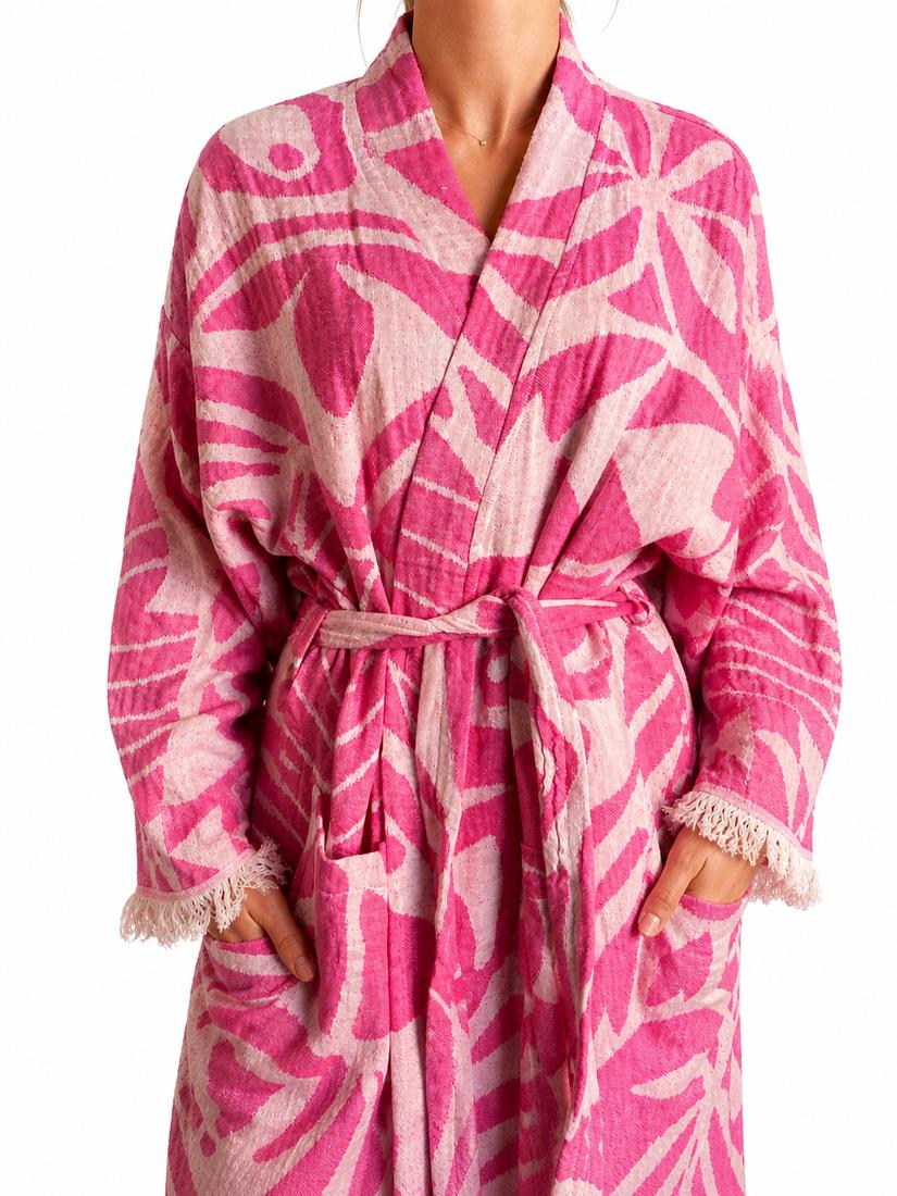 Leichter Bademantel SAMRA in Pink – stilvoll & weich | Ideal für Wellness & Reisen – Bild 4