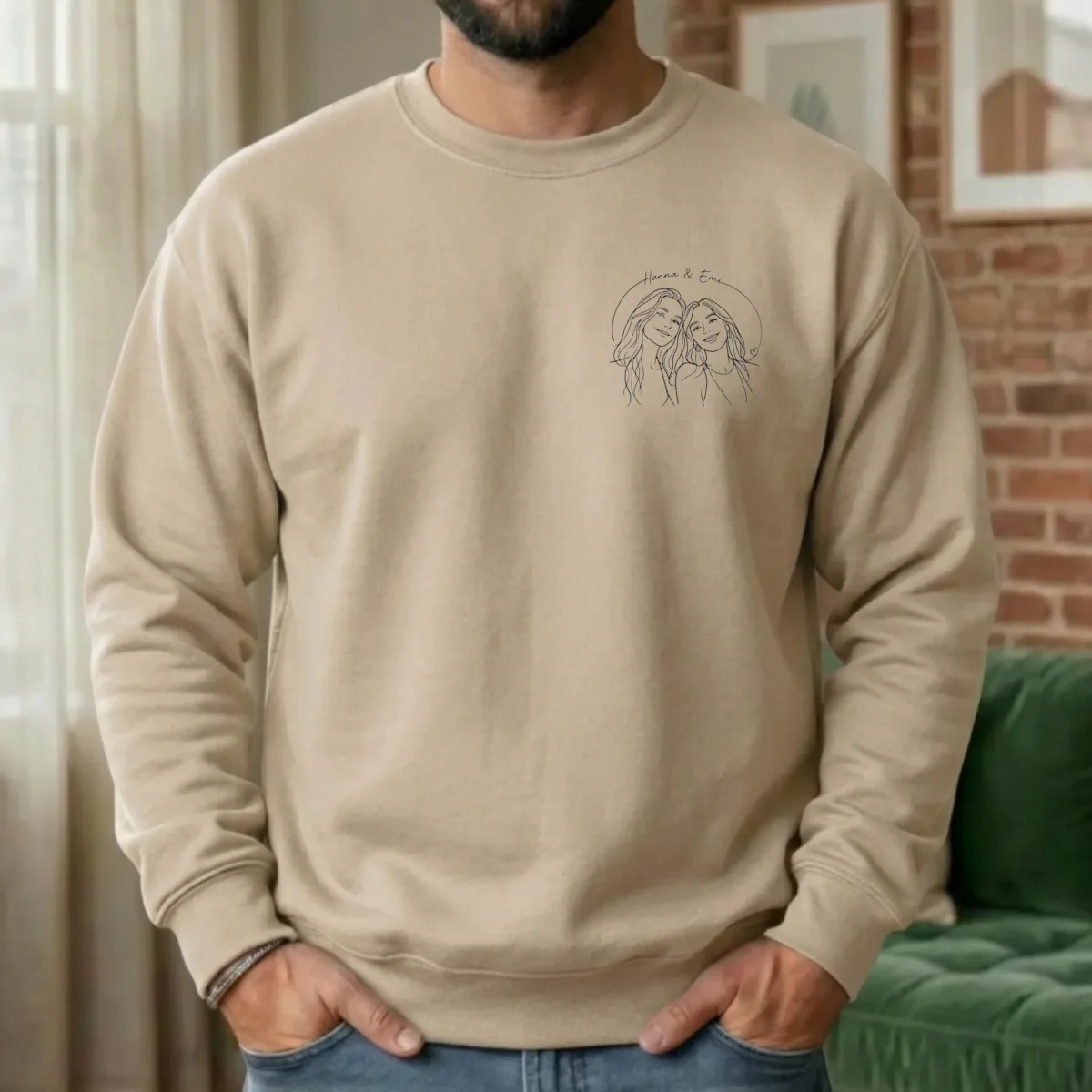 Lineart Pullover mit deinem Foto personalisiert – Bild 6